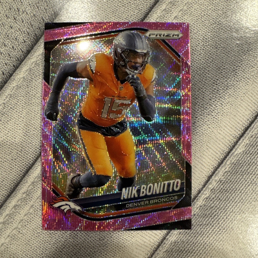 2025 Panini Prizm Nik Bonitto Pink Prizm #230 Denver Broncos
